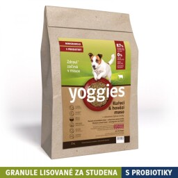 Yoggies Kuřecí&hovězí maso (2kg), minigranule lisované za studena s probiotiky